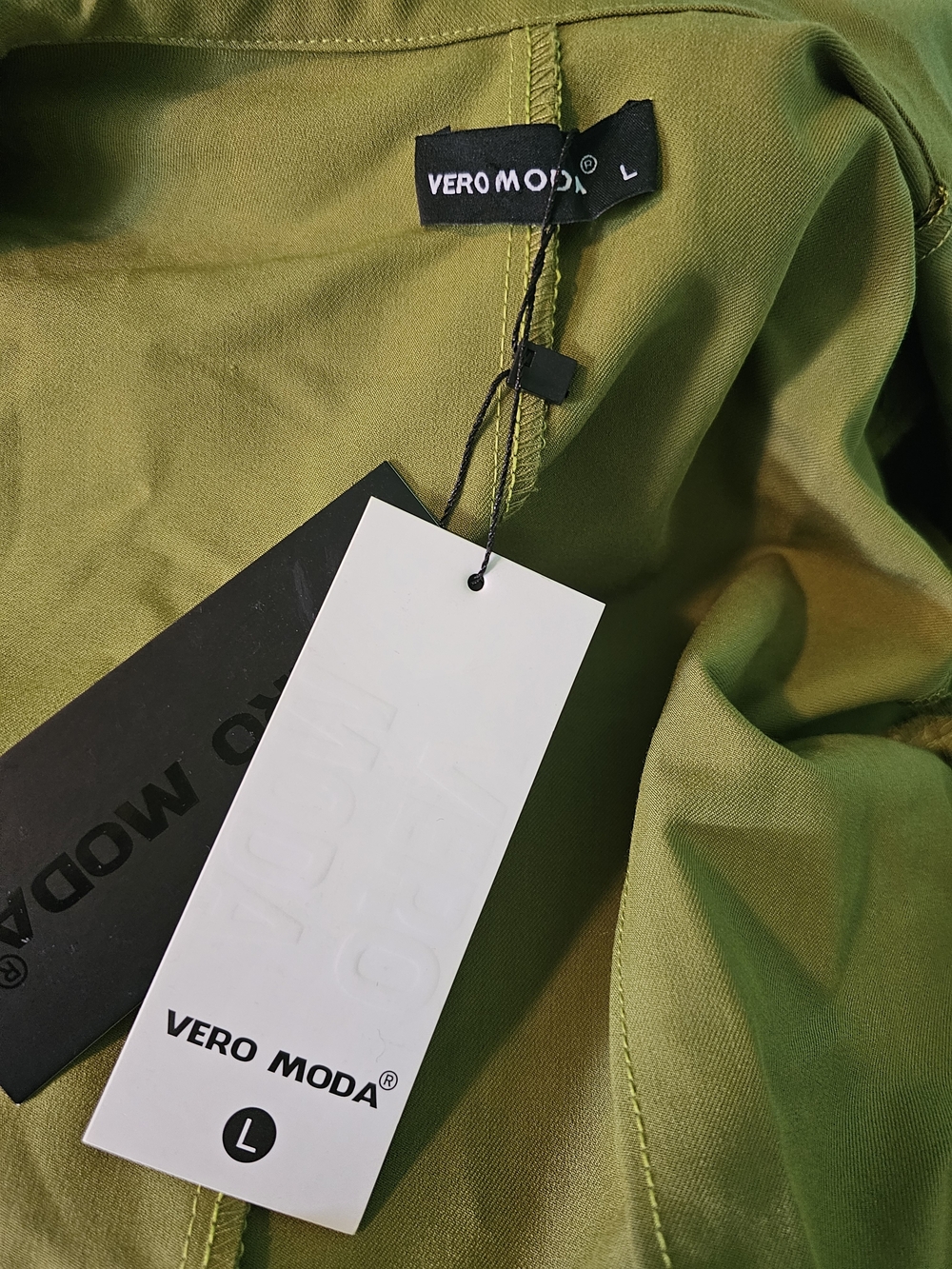 Vero Moda Cropped Blazer in Lime Green w/ Pearl Buttons Women's Size L NWT - Picture 12 of 13